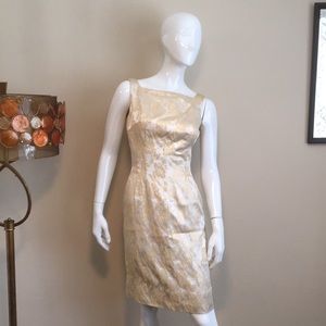 Vintage An Original Jr. Theme New York Gold Jacquard Floral Dress